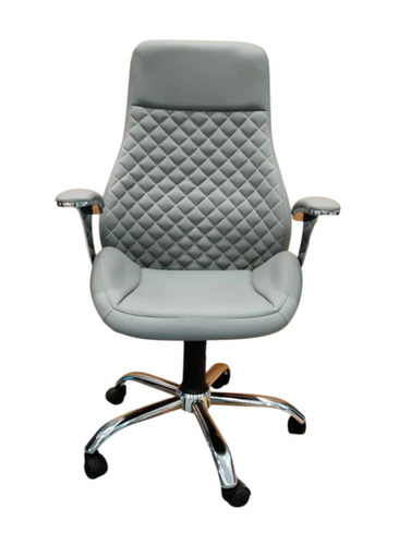 Rc Freedom Boss Chair - Leather, Standard Size, Grey | Easy to Clean, Heavy Duty, Moisture Proof, Stainless Steel Steel Frame