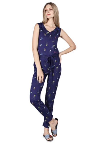 Ladies Jumpsuit - Rayon, Customized Size, Multiple Colors | Breathable, Lightweight, Washable, V-Neck, Sleeveless, Printed Summer Casual