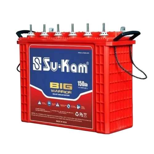 Su-Kam Big Warrior Tall Tubular Battery - Plastic, Standard Size, 12V, <150Ah | Acid Lead, Sealed Mechanical, Durable, Heavy Duty