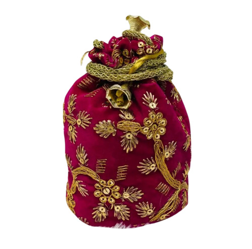 Velvet Small Potli Bags - Customized Size, Multiple Colors | Embroidered, Fine Finished, Durable, Knot Lock