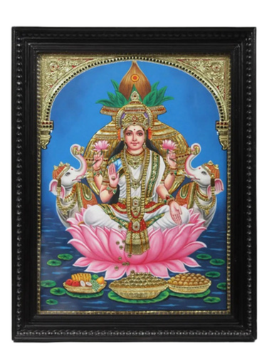 Gajalakshmi Tanjore Paintings For Home And Office - Color: Multi Color