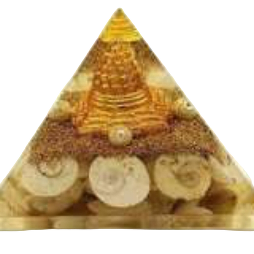 Golden Crystal Orgone Pyramid