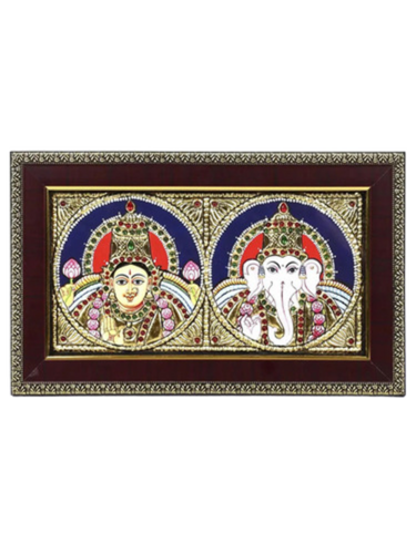 Lakshmi Ganesha Tanjore Painting - Color: Multi Color