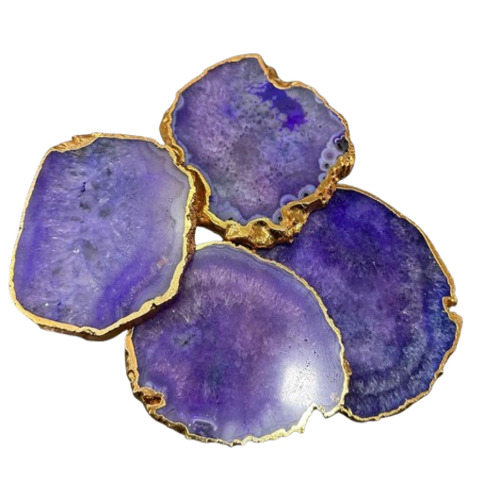 Agate Sticker Coaster - Agate, Round, Blue | Customizable Size, Decorative Use