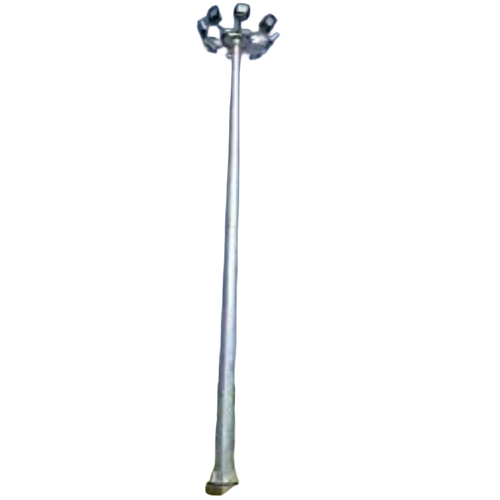 18 Meter High Mast Lighting Pole - Galvanized Steel, Silver, Polished Surface | Corrosion Resistant, Wind Resistant, Integrated Ladder, Stable Foundation