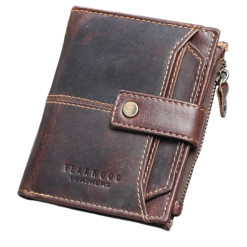 Leather Purse - Leather, Compact Size, Brown, Water Resistant | Durable Stitching, Multiple Compartments, Secure Closure