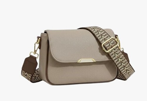 Womens Textured Crossbody Box Bag - Durable Lightweight Grey, Adjustable Strap | Compact Square Shape, Spacious Interior, Secure Closure