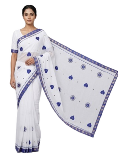 Blue White Saree - Design: Ambedkar Jayanti 14Th April