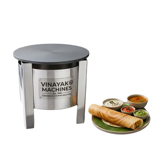 Commercial Gas Operated Stainless Steel Round Dosa Bhatti - Height: 12 Inch (In)