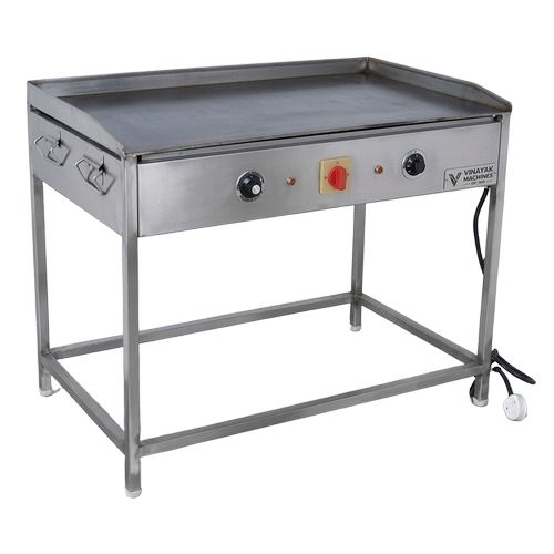 Vinayak Machines Stand Type Electric Dosa Bhatti Stainless Steel 15X34X32 Inch 10MM Plate Thickness, 4.5KW