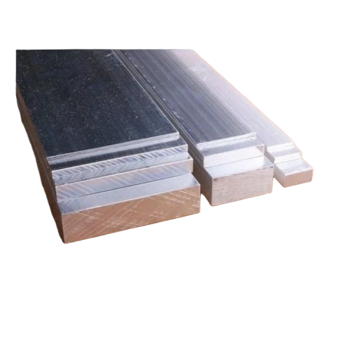 Alluminium 6061 T6 Flat Bar - Aluminum, Silver, Polished | Industrial Grade, High Strength, Good Hardness, Bright Finish