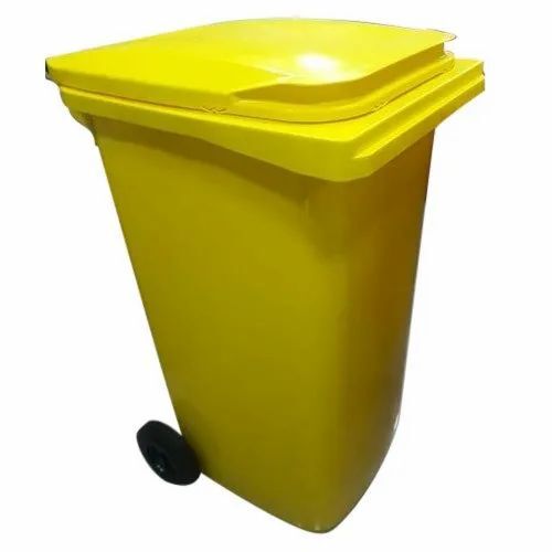 Yellow Plastic Wheeled Garbage Bin