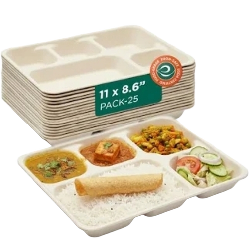 5 Compartment Disposable Plate 