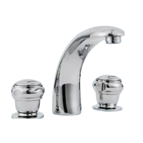 Brass Center Hole Basin Mixer - Chrome Plated, Deck Mounted | Silver, Glossy Satin Finish, Standard Size, Home Use