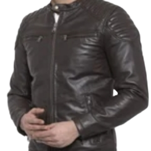 Casual Leather Jacket - Color: Black