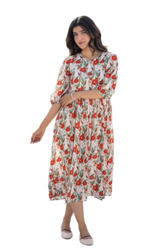 Ladies Printed Cotton Dress - Color: All
