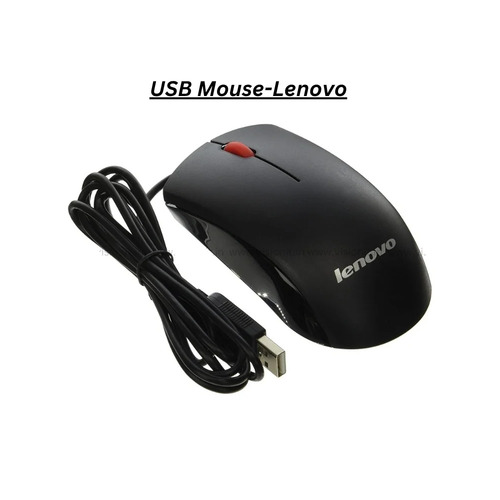 Lenovo USB Wired Optical Mouse 1000 DPI Plug and Play Ergonomic Black Mouse