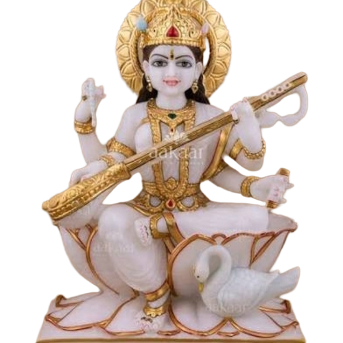 Sarswati Moorti - Color: White And Golden