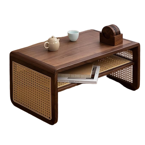 Cane Wooden Coffee Table - Color: Honey