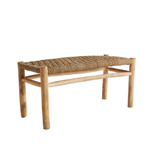 Handcrafted Wooden Rope Bench
