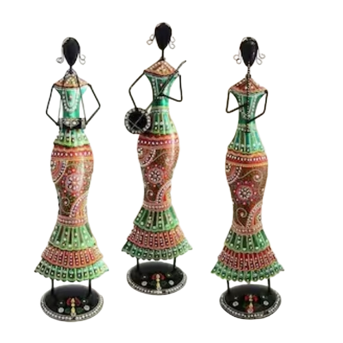 Rajasthani Tribal Lady Musician Showpieces - Finish: Polish