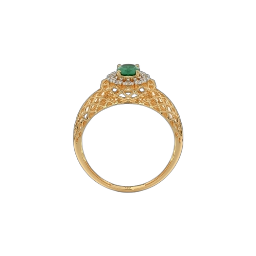Gold Emerald Jali Ring