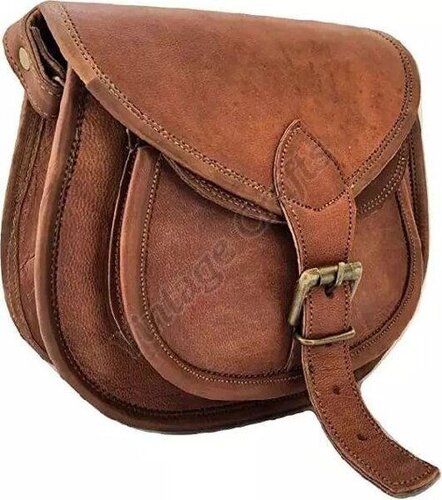 Ladies Leather Matka Sling Bag - Color: Brown