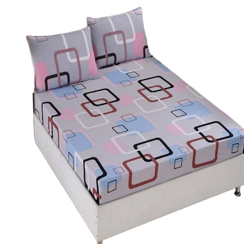 Geometric Pattern Bedsheet With 2 Pillow Set