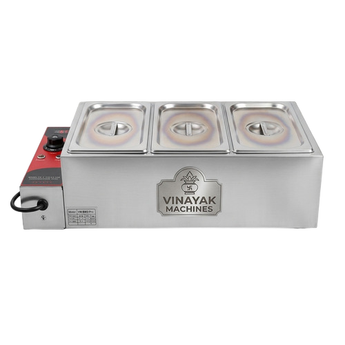 Heavy Duty Stainless Steel 3 Pan Electric Bain Marie 1.5Kw - Capacity: 5.5 Litre Each