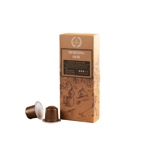 Morning Dew Medium Roast Coffee Capsules Pack Of 10 Coffee Pods - Processing Type: Blended