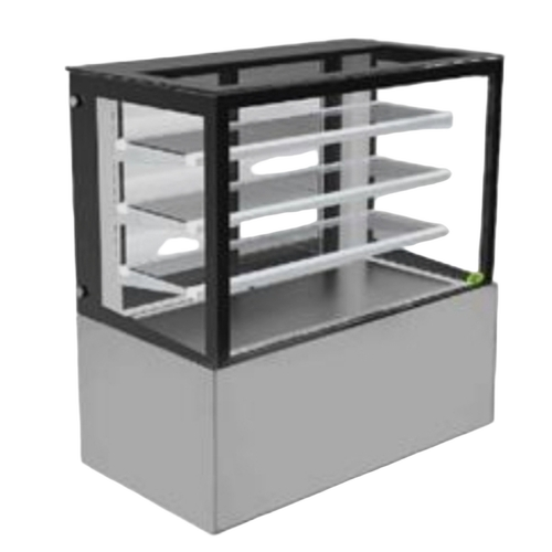 Stainless Steel Display Counter - Stainless Steel, Silver, 3 Shelves | Hygienic Surface, Corrosion Resistant, Food Display Glass, Temperature Control
