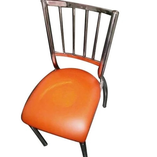 Steel Chair - Stainless Steel, Silver, Plain Design | Strong Frame, Rust Resistant, Powder Coated, Scratch Resistant, Lightweight