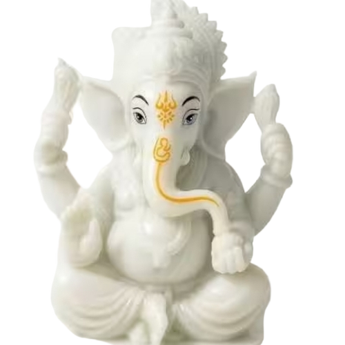 White Marble Finish Lord Ganesha Idol