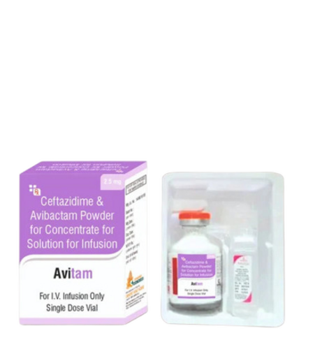 2.5mg Avitam Ceftazidime Avibactam Injection - Box Packaging Shelf Life 24 Months Prescription For Adult cUTI Treatment
