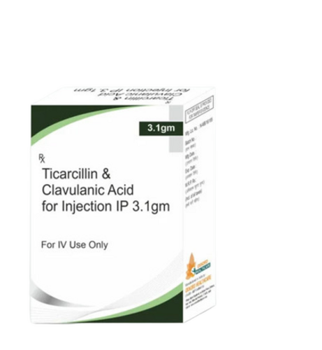 3.1gm Ticarcillin Clavulanic Injection - Solution, IV, Box Packaging | Suitable For Adults, Treats Bacterial Infections