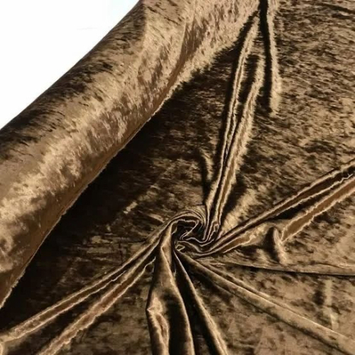 Velvet Fabric - Velvet Material, Brown Color, Plain Texture | Anti-Wrinkle, Quick Dry, Shrink-Resistant, Tear-Resistant