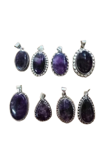 Amethyst Crystal Pendant - Color: Multicolor