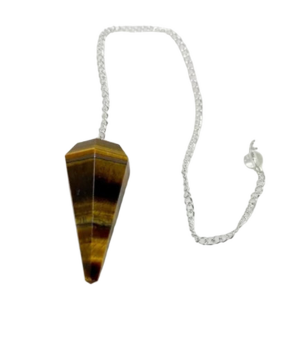 Tiger Eye Stone Pendulum Pendant - Stone Color: Multi