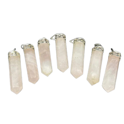 White Rose Quartz Pendant - Stone Color: Multi