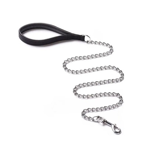 Dog Walking Chain - Color: Black & Silver