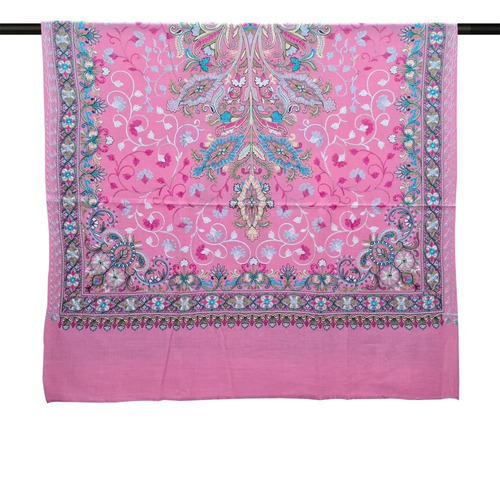 Ladies Shawl - Wool, Standard Size, Pink, Embroidered | Lightweight, Quick Dry, Neatly Stitched