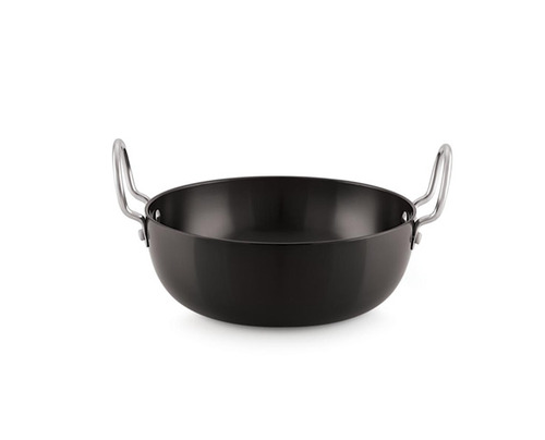 Aluminium Kitchen Kadai - Aluminum Alloy, Standard Size, Black | Non-Stick Interior, Scratch Resistant, Rust Protected, Side Handles