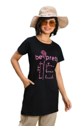 Ladies Black Cotton T Shirt - Size: Medium
