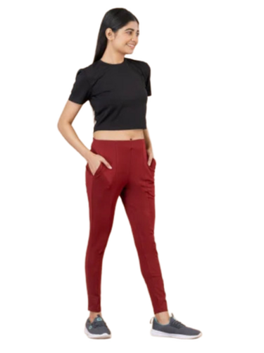 Ladies Maroon Tregging Pant - Fit Type: Regular