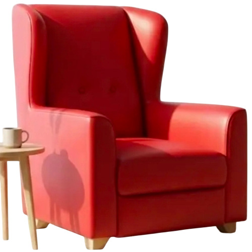 Red Rexin Designed Single Sofa