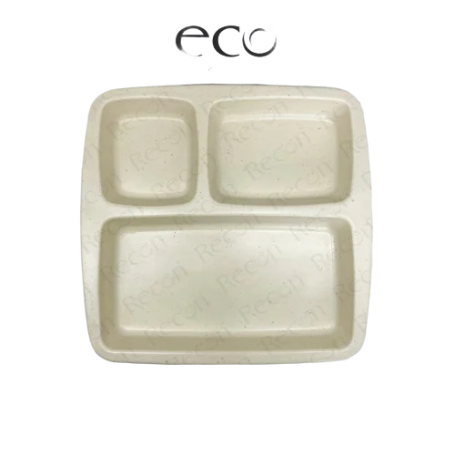 10.5 Inch Pav Bhaji Melamine Plate - Semi-Melamine Ivory, Square, Matt Finish, Durable, Polished Surface
