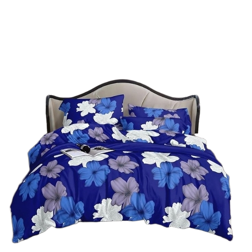 Blue Floral Printed Double Bedsheet