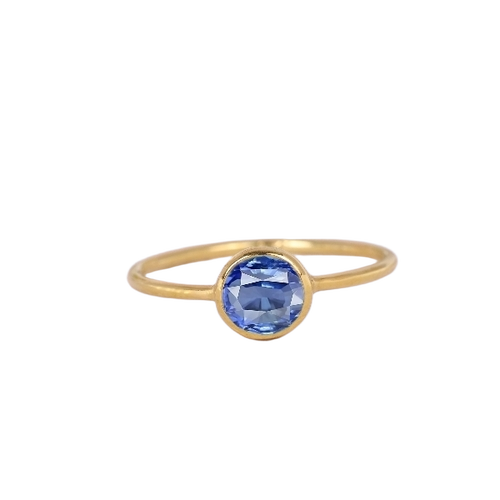 Round Blue Sapphire Stone Ring