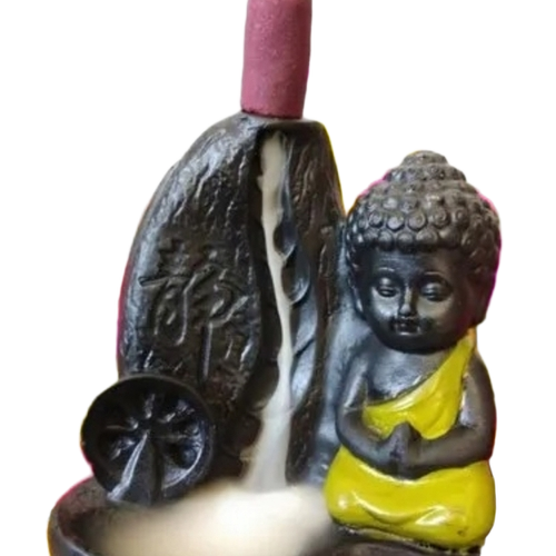 Smokey Polyresin Baby Buddha Statue - Resin, Polished Black, Dust Resistant Surface | Lightweight, Rust Proof, Scratch Resistant, Washable