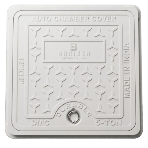 12x12 Inch FRP Square Manhole Cover - Fiberglass Reinforced Plastic, Anti-Slip Textured, 5 Ton Load Capacity